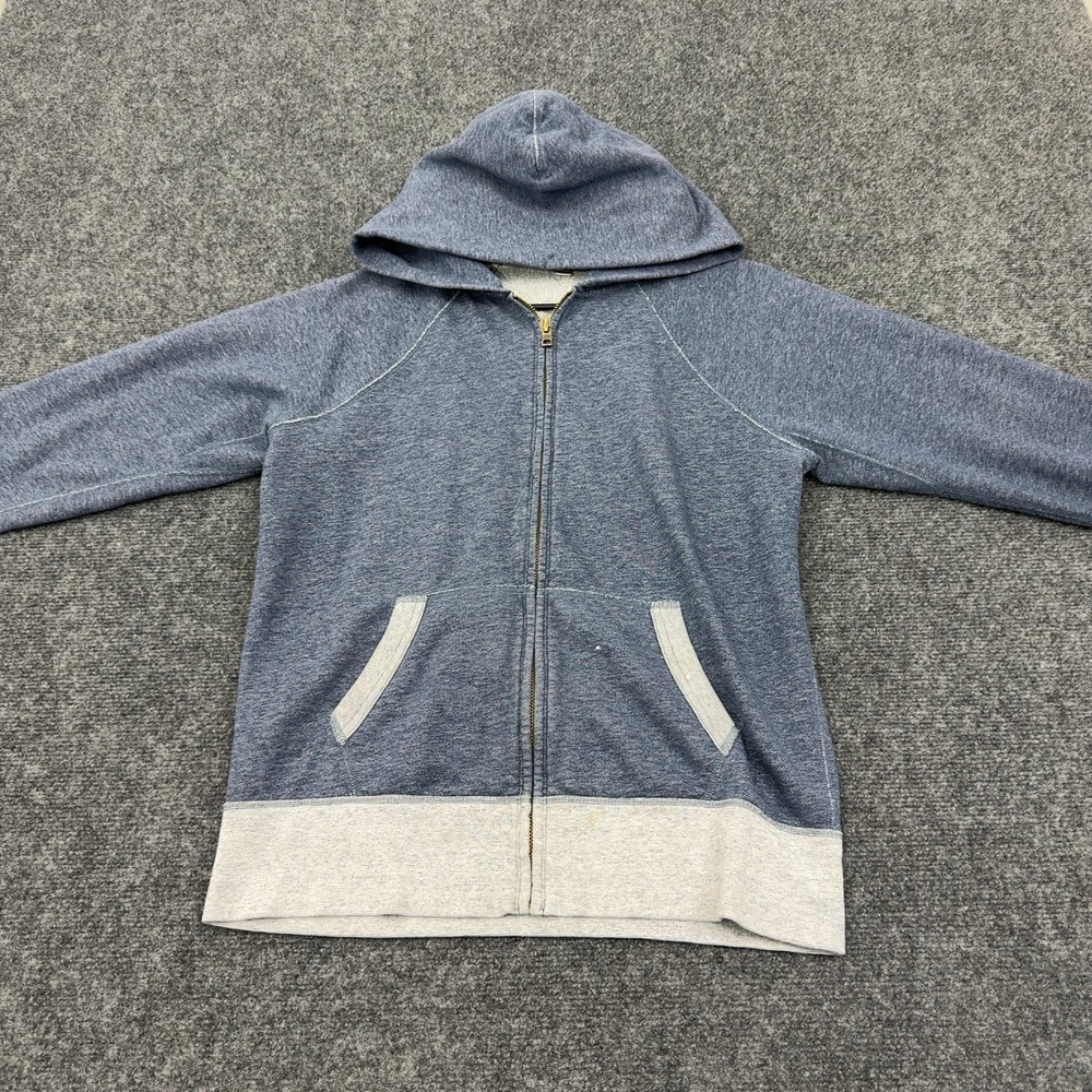J Crew Hoodie Womens M Blue Cotton Blend Full Zip Raglan Casual Preppy